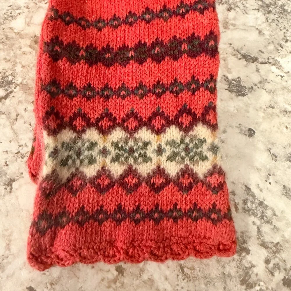 Polo Ralph Lauren Girls Pink Cable Patterned Knit Cotton Scarf